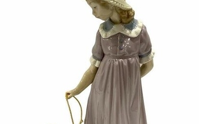 Lladro #5044 Girl with Toy Wagon Porcelain Figurines