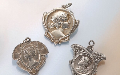 Lot 3 pendants , german approx. 1900s,...