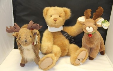 Lot of 3 Boyd's Bears & Bearrington Collection Stuffed Animals 2 NEW, 1 is Patty Duke Signed Paw