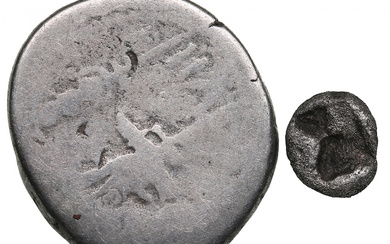 Lot of coins: Lydia AR 1/24 Starter 550/540 BC & Roman Republic AR Denarius 32-31 BC (2)