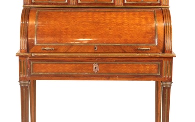 Louis XV Style Inlaid Bureau A Cylindre