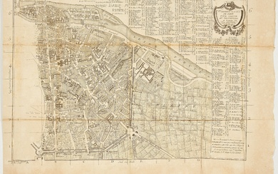 MOITHEY, Maurille-Antoine. [Quatre plans de quartier de Paris]. Paris, 1787-1805. Papier bruni, pliures brunies, rousseurs,...