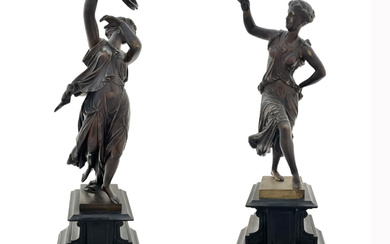 Magnificent Pair of 19centuary French bronze on marble by...