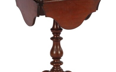 (-), Mahogany side table on column leg with...