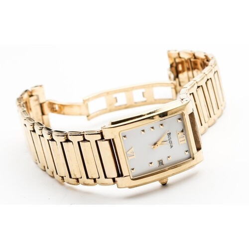 Mans Belova Gold Filled Watch Articulated Bracelet with Safe...