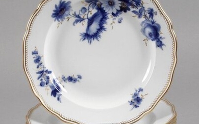 Meissen ten dinner plates "Blue flower with golden grass"