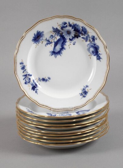 Meissen ten dinner plates "Blue flower with golden grass"