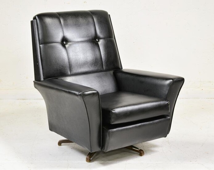 Mid Century Modern Black Leather Arm Chair
