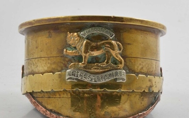 Military: WWI Trench art peaked cap ashtray / paperweight.