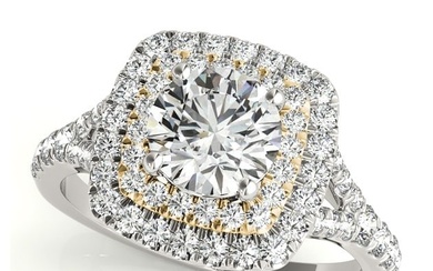 Natural 2.2 CTW Diamond Engagement Ring SET 18K Two Tone Gold