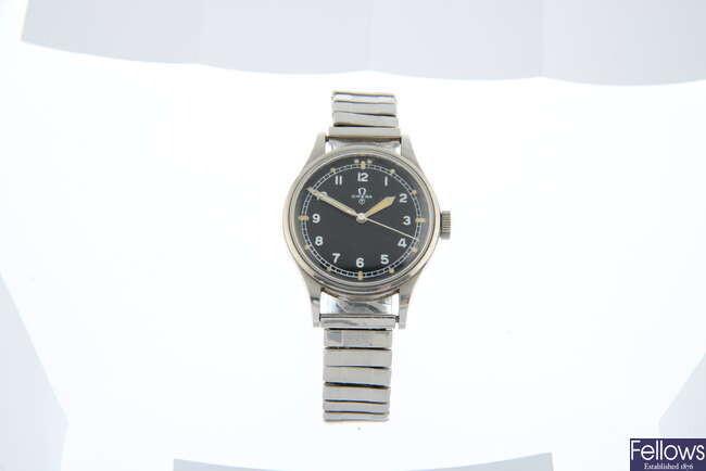OMEGA - a stainless steel military issue bracelet watch, 37mm.