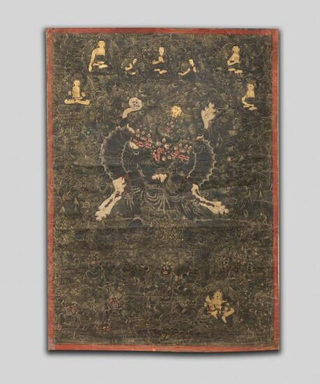 Old Chinese Sino-Tibetan Painting of Tangka