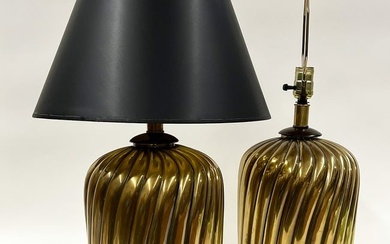 PAIR OF MID-CENTURY MODERN BRASS TABLE LAMPS