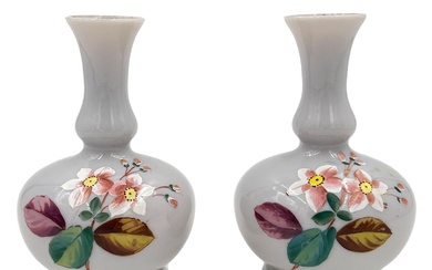 PAIR OF OPALINE GLASS VASES A charming duo of...