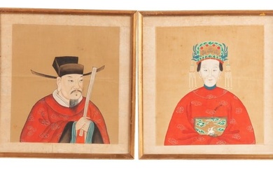 PAIR of (Late 19th c) CHINESE ANCESTRAL PAINTINGS