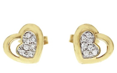 PIERO MILANO 0.08 CT Diamonds 18K Yellow Gold Heart Stud Earrings