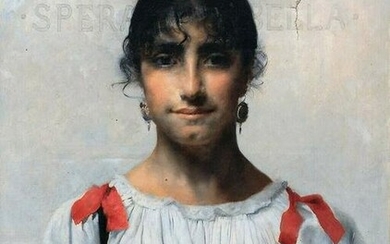 PORTRAIT OF AN ITALIAN GIRL BELLA OIL PAINTING