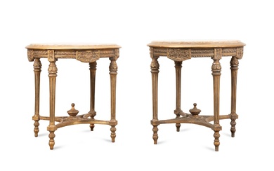 PR LOUIS XVI STYLE MARBLE TOP ROUND SIDE TABLES
