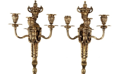 Paar vergoldete Louis XVI-Wandleuchter