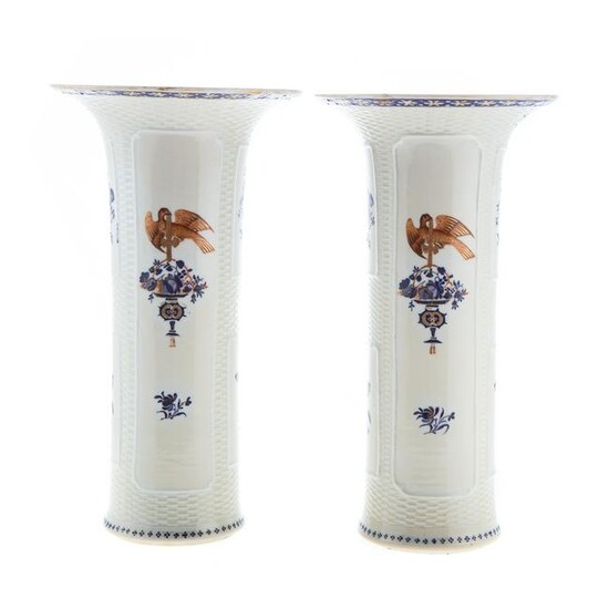 Pair Chinese Export American Market Trumpet Vases