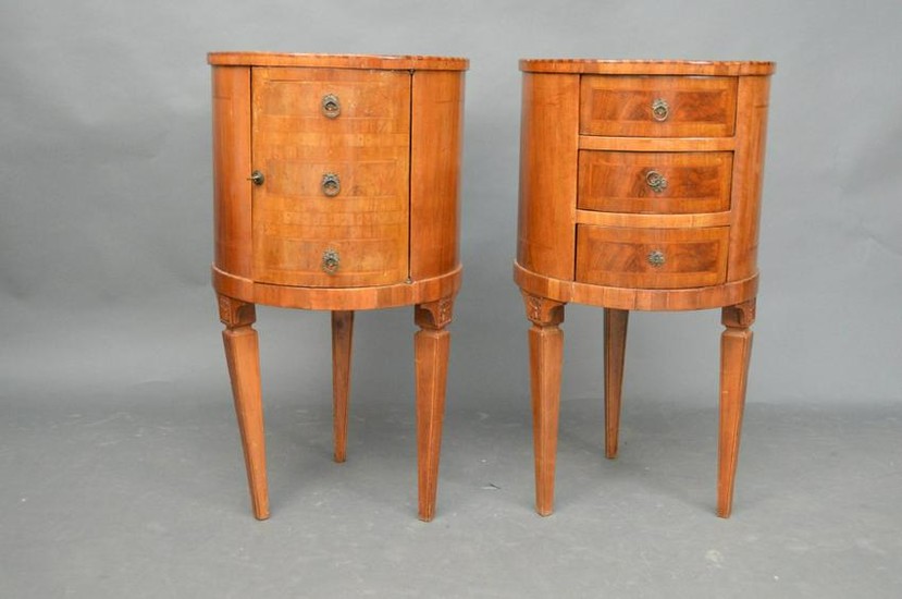 Pair Italian round Occasional tables each with cabinet