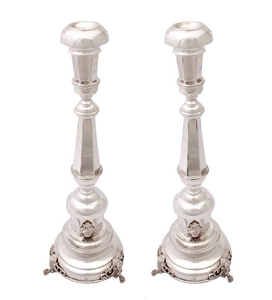 Pair of tall candlesticks. Stamped silver—Austria.