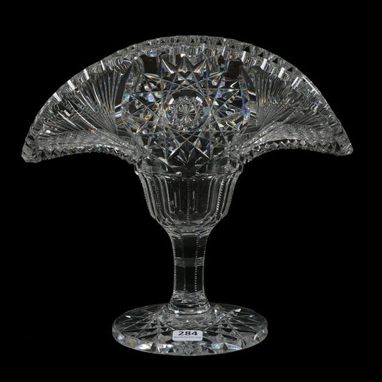 Pedestal Fan Vase, American Brilliant Cut Glass