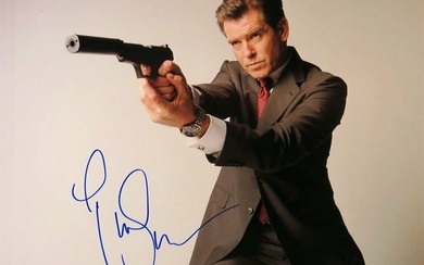 Pierce Brosnan Signed Autographed 16X20 Photo James Bond Aiming Gun JSA