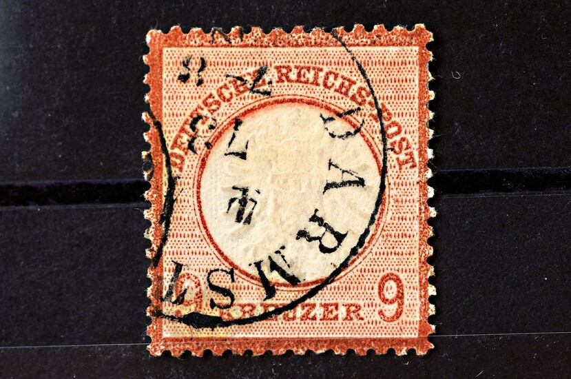 Postage stamp, Switzerland, Dr. 27, 1872, 9 Kr,...