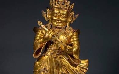 Qianlong bronze gilt Black Sky Buddha statue of Qing Dynasty