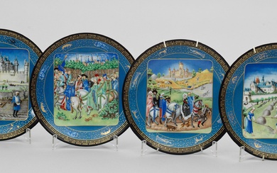 Quatre assiettes de collection de la série "Les Crês Riches Heures de Jean, Duc de...