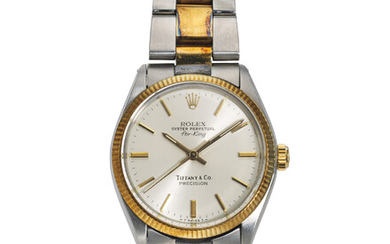 ROLEX, RETAILED BY TIFFANY & CO., REF. 5501, AIR-KING, A FINE 14K YELLOW GOLD AND STEEL WRISTWATCH
