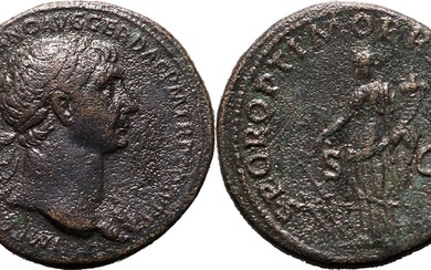 Roman Empire Trajan AD 108-110 Æ Sestertius About Very Fine; rough surfaces