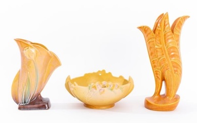Roseville Art Pottery Warm-Toned Vases, 3