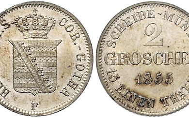 SACHSEN-COBURG-GOTHA, Ernst II., 1844-1893, 2 Groschen 1855 F