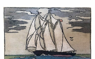 Sailing Ship Hooked Rug