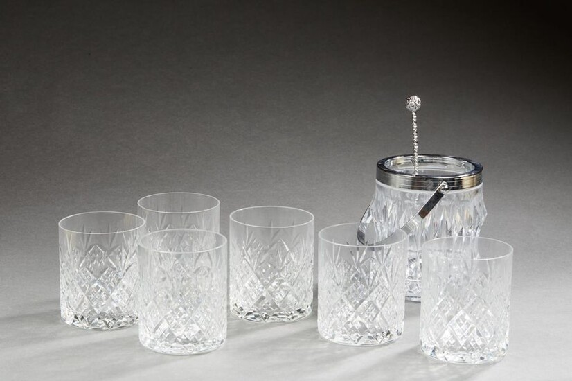 Service de verres à Whisky en cristal taillé, seau à glaçons en cristal et métal