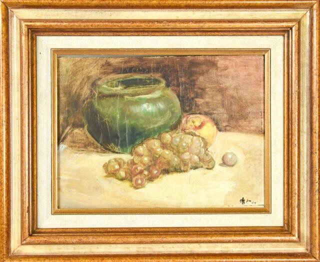 Signed Mid C Oil Painting of Fruit Still Life