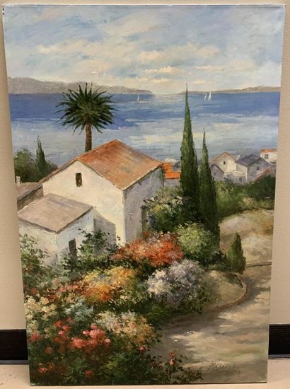Signed Oil Painting of a Tropical Island Landscape
