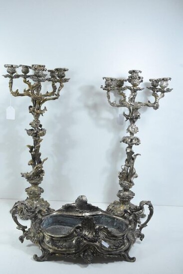 Silver plated metal trim with a 19th century planter