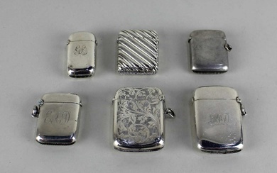 Six various silver vesta cases