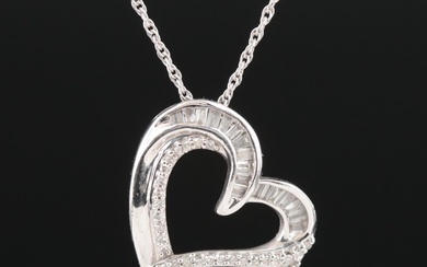 Sterling 0.25 CTW Diamond Heart Pendant Necklace