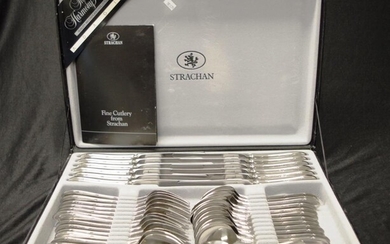 Strachan stainless silver cutlery set forty two pieces in...