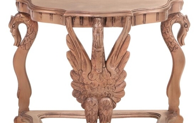 Swan-Carved Side Table in Gilt Painted Finish