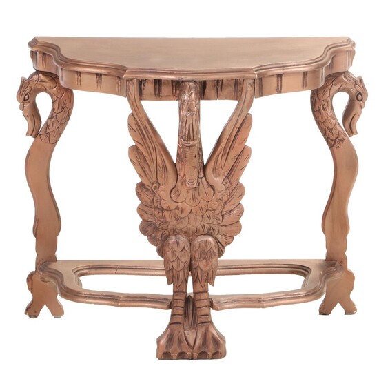 Swan-Carved Side Table in Gilt Painted Finish