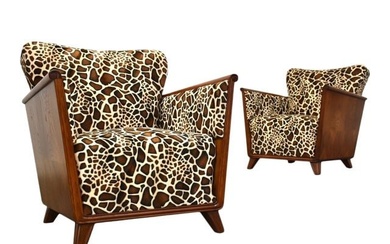Swedish Chestnut Mid-Century Modern Lounge Chairs- a Pair