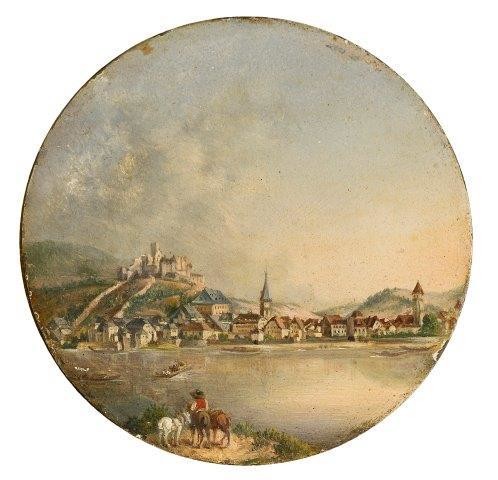 Swiss/Austrian School, 18th century- Alpine river landscape...
