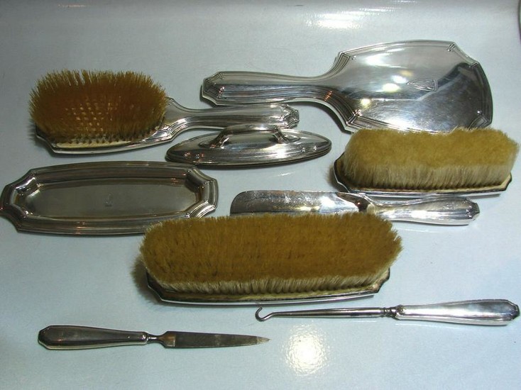 TIFFANY & CO. T&CO. STERLING SILVER VANITY SET 9 ITEMS
