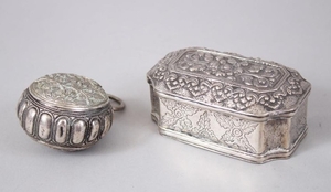 TWO 19TH CENTURY SOUTH EAST ASIAN SILVER BOXES, 9cm