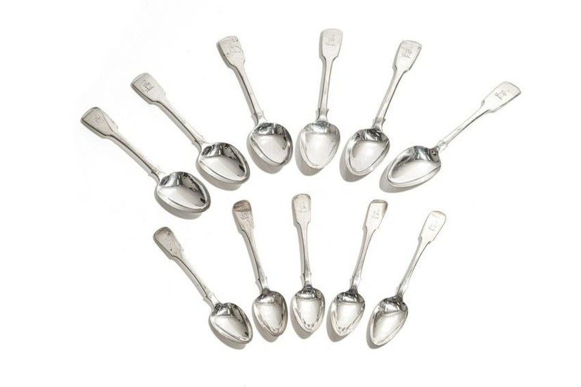 TWO SETS OF SILVER SPOONS 411g